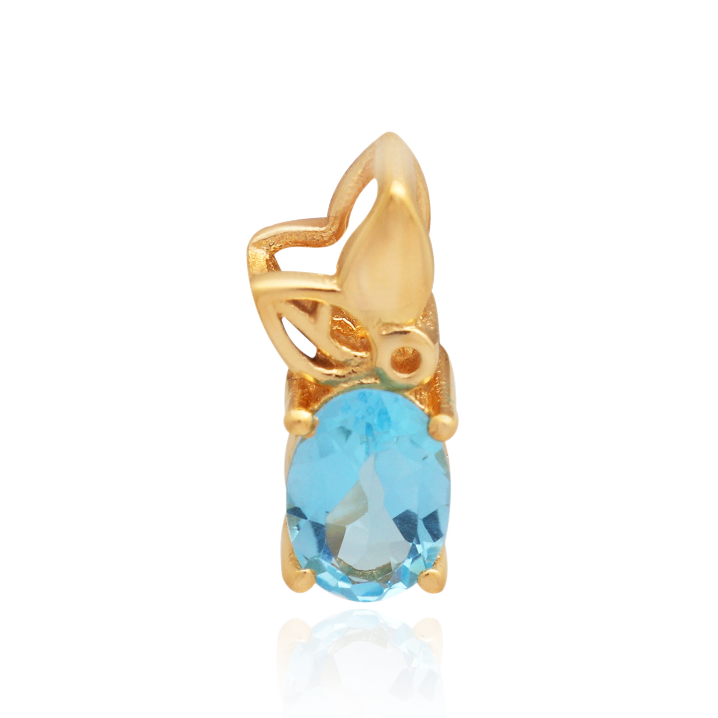 Swiss Blue Topaz Oval Pendant with Prong Setting