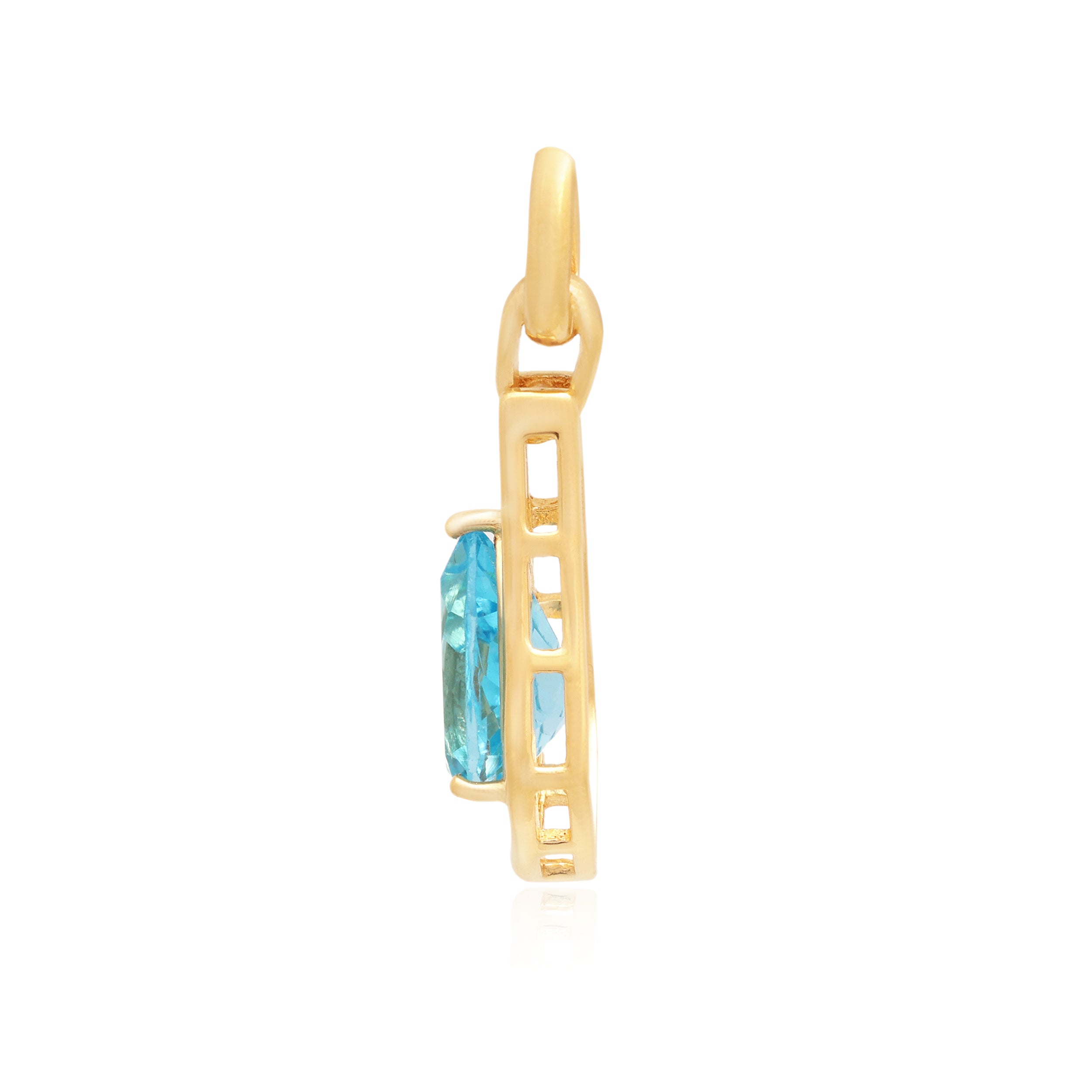 Swiss Blue Topaz Pear Pendant with Prong Setting