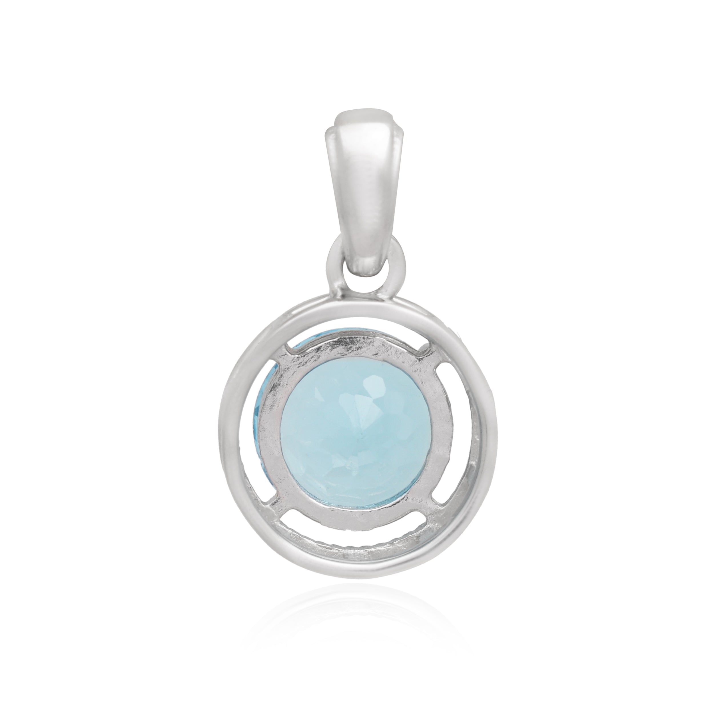 Swiss Blue Topaz Round Pendant with Prong Setting