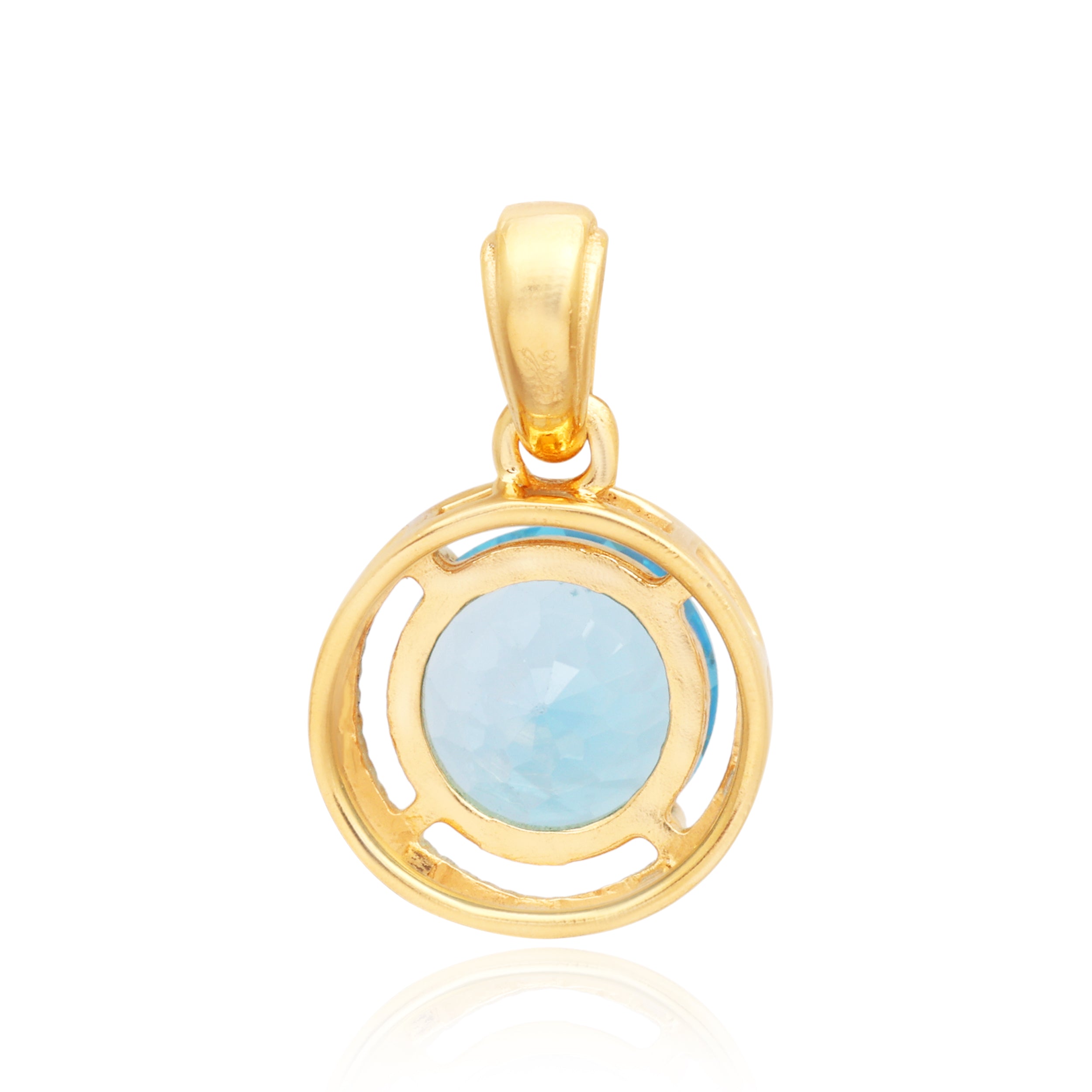 Swiss Blue Topaz Round Pendant with Prong Setting