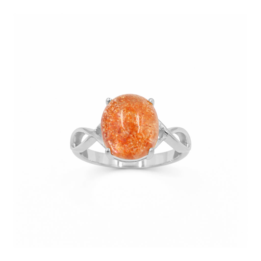 Sunstone Oval Cabochon Infinity Design Designer Ring