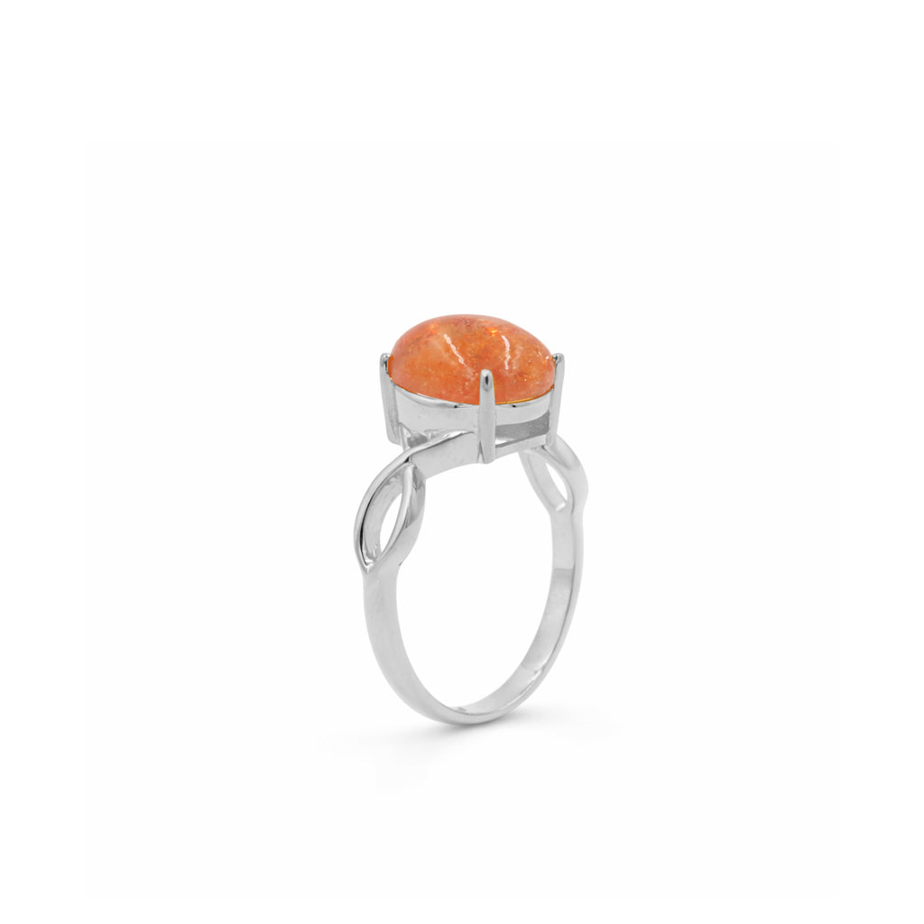 Sunstone Oval Cabochon Infinity Design Designer Ring