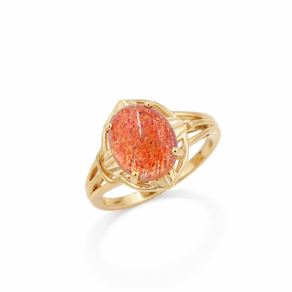 Sunstone Oval Cabochon Designer Statement Ring