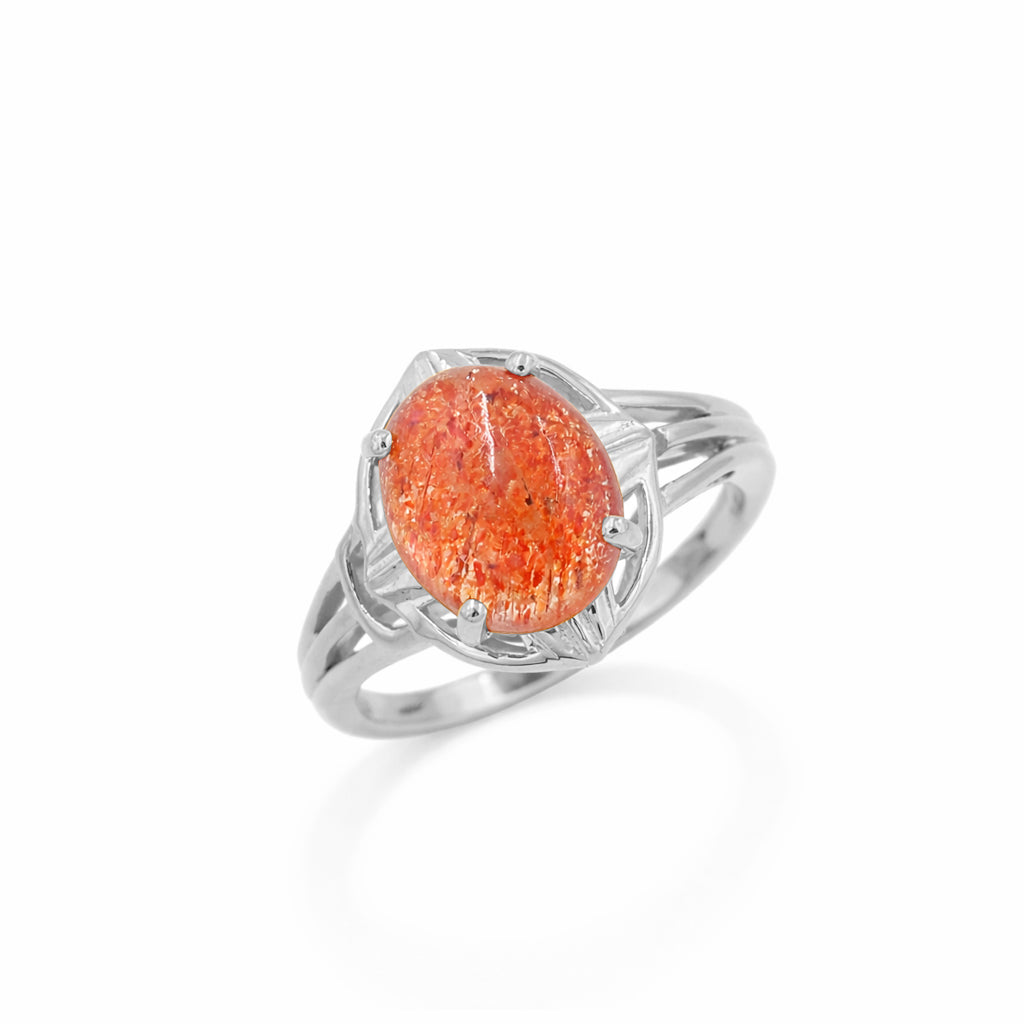 Sunstone Oval Cabochon Designer Statement Ring