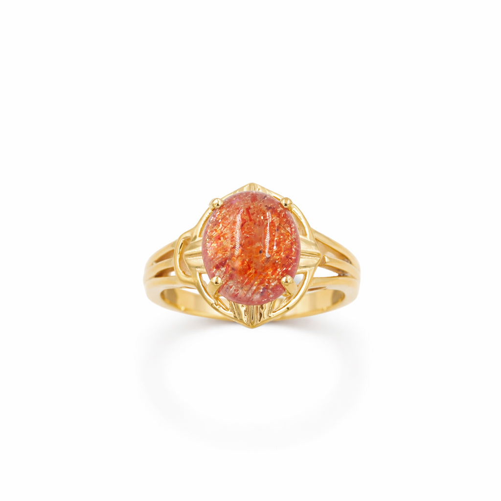 Sunstone Oval Cabochon Designer Statement Ring