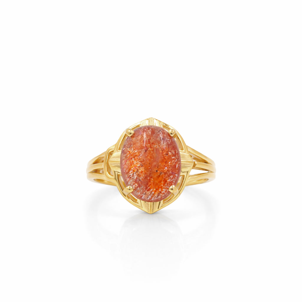 Sunstone Oval Cabochon Designer Statement Ring