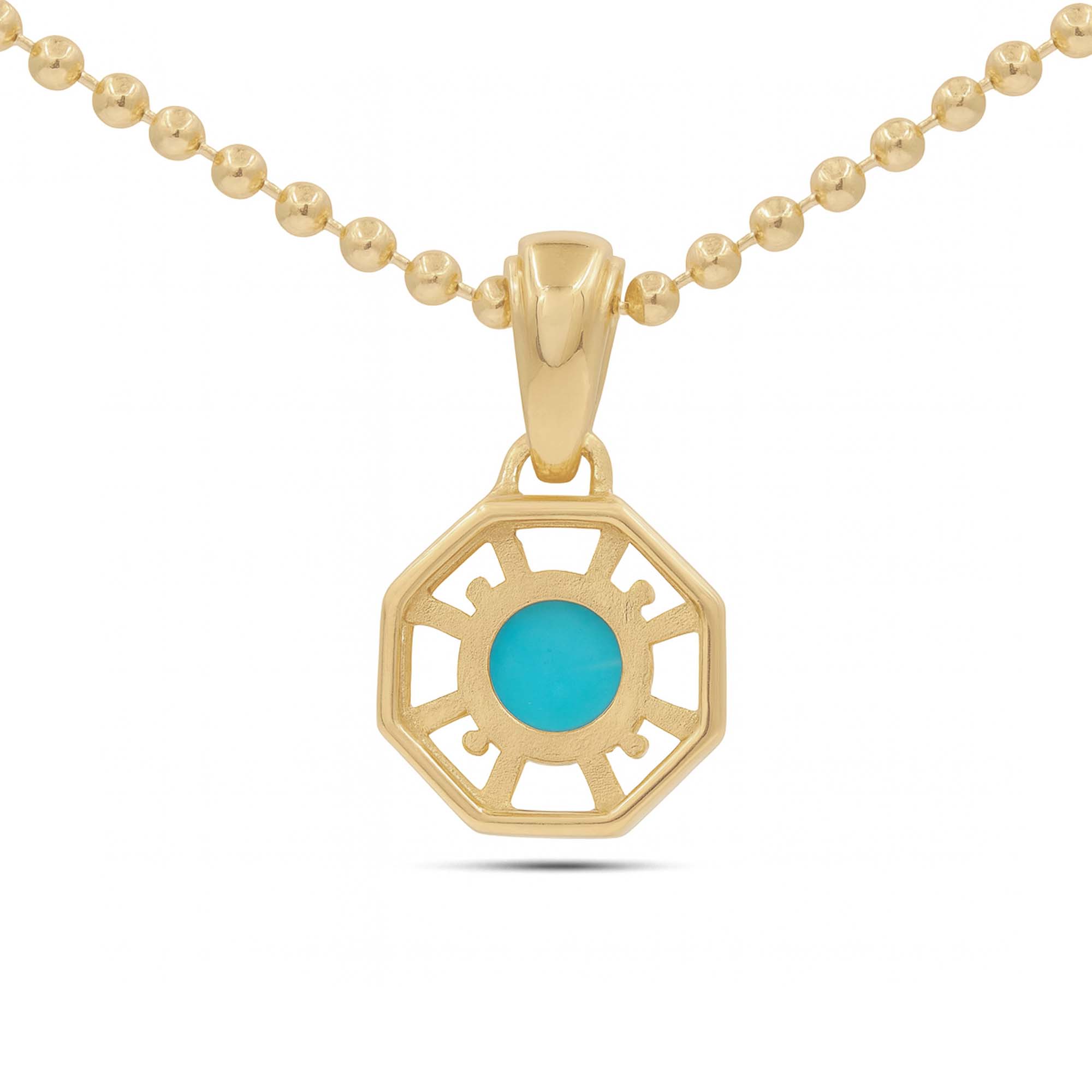 Turquoise Round Pendant with Prong Setting