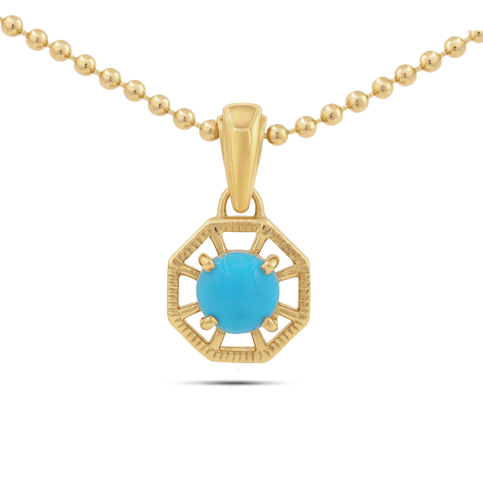 Turquoise Round Pendant with Prong Setting