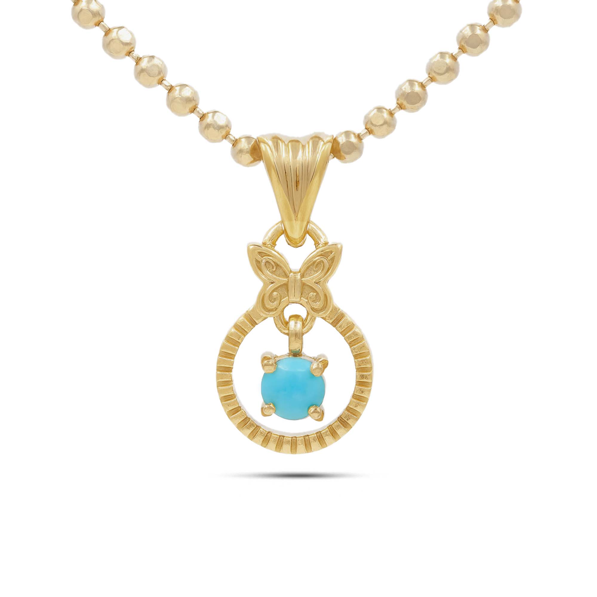 Turquoise Round Pendant with Prong Setting