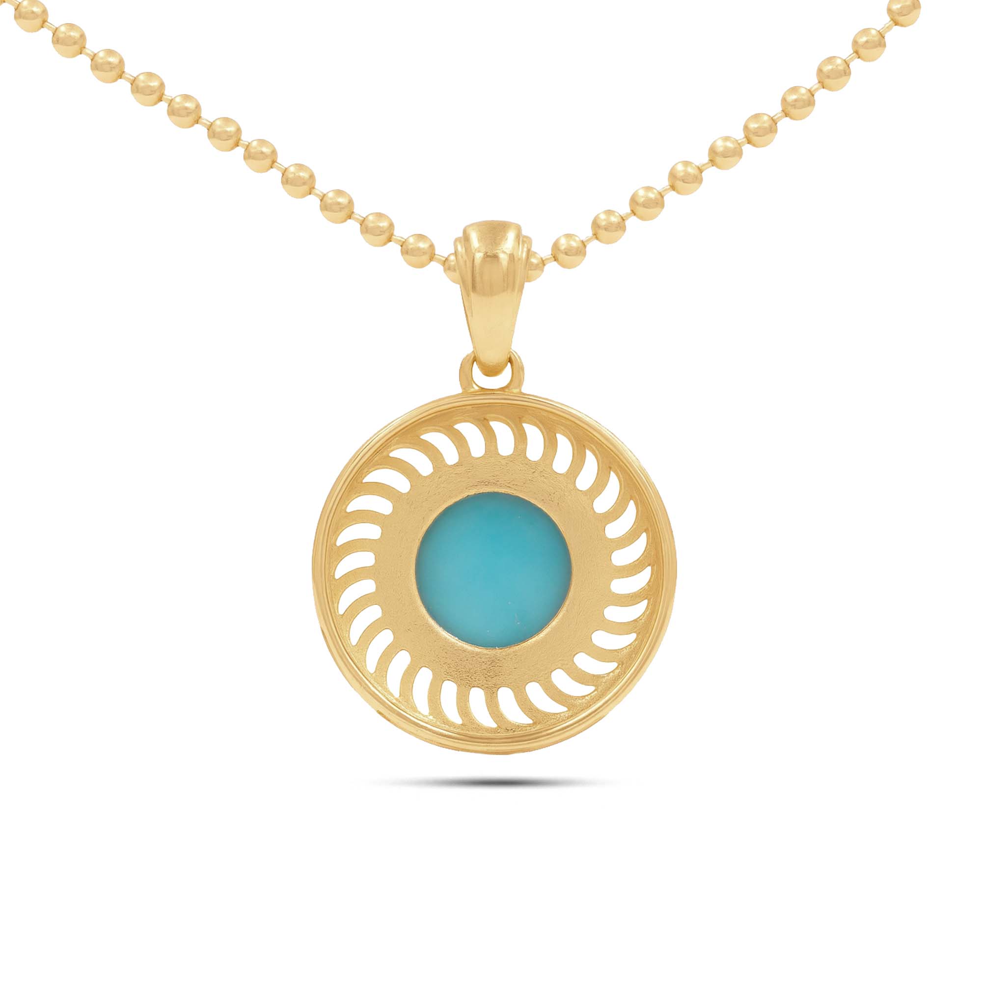 Turquoise Round Pendant with Prong Setting