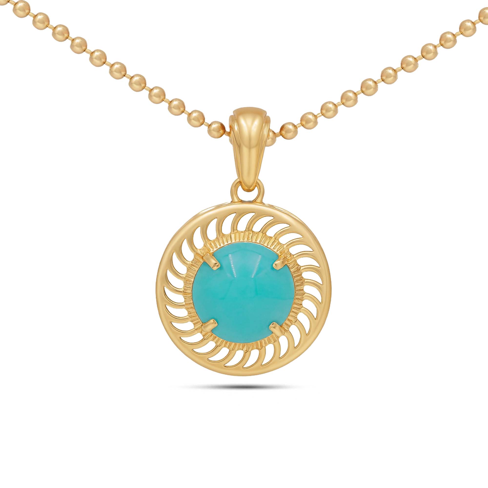 Turquoise Round Pendant with Prong Setting