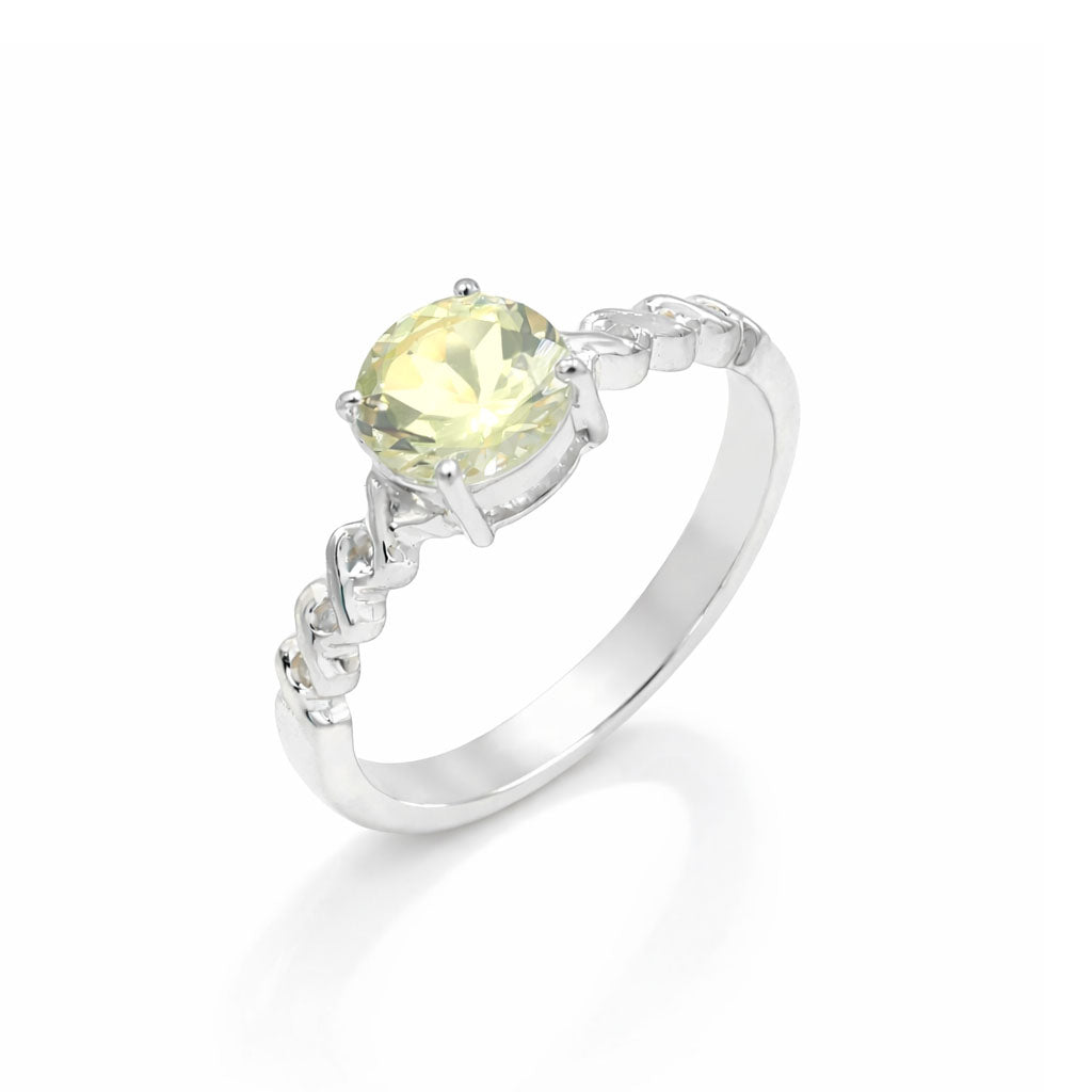 Yellow Aquamarine Round Cut Messy Band Design Designer Ring in 925 Sterling Silver