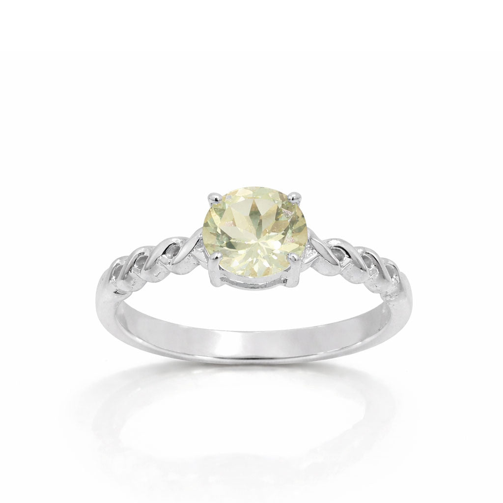 Yellow Aquamarine Round Cut Messy Band Design Designer Ring in 925 Sterling Silver