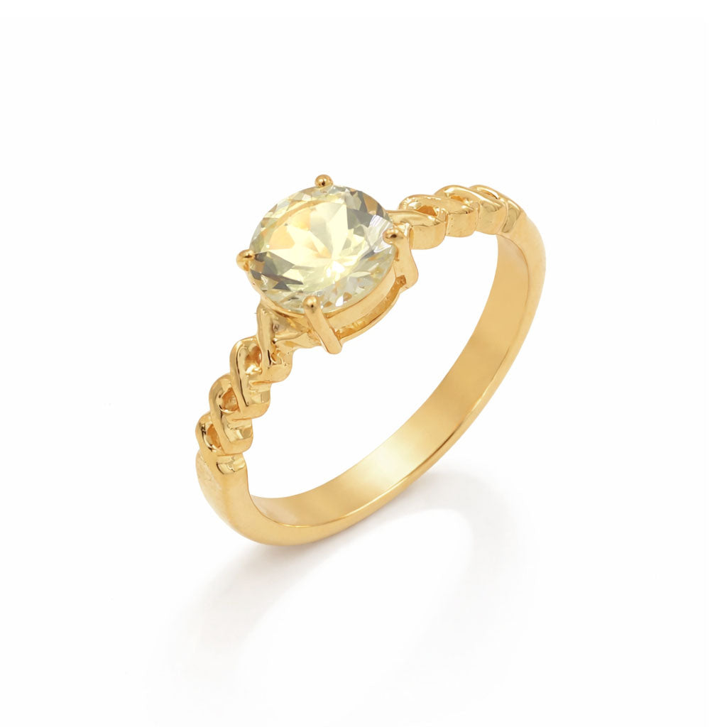 Yellow Aquamarine Round Cut Messy Band Design Designer Ring in 925 Sterling Silver