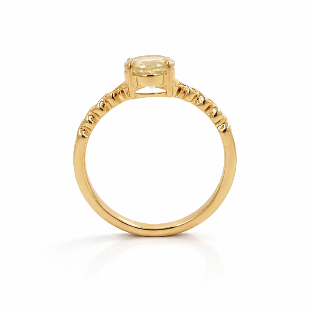 Yellow Aquamarine Round Cut Messy Band Design Designer Ring in 925 Sterling Silver