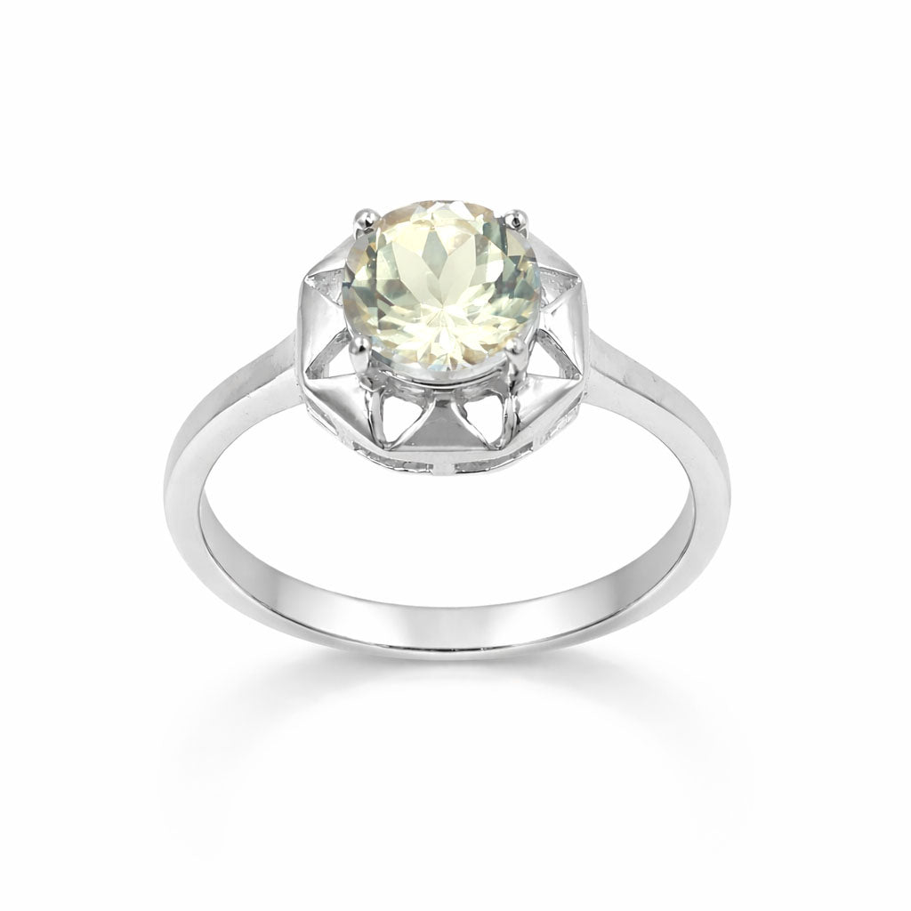 Yellow Aquamarine Round Cut Universal Pattern Designer Ring in 925 Sterling Silver