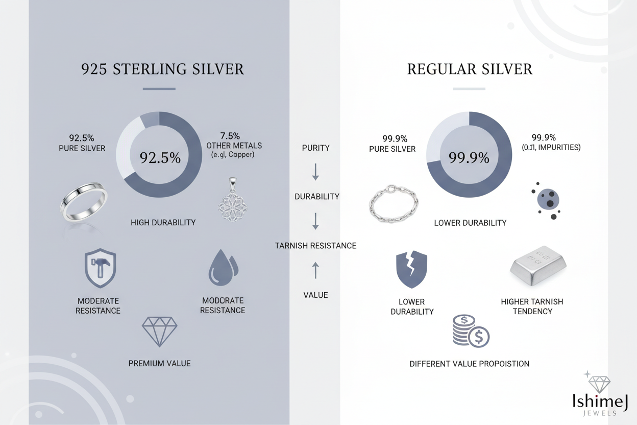925 Sterling Silver vs Regular Silver Jewelry: Key Differences Explained | Ishime Jewels Guide