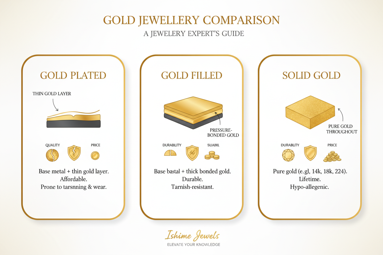 Gold Plated vs Gold Filled vs Solid Gold – What’s the Difference? | Ishime Jewels Guide