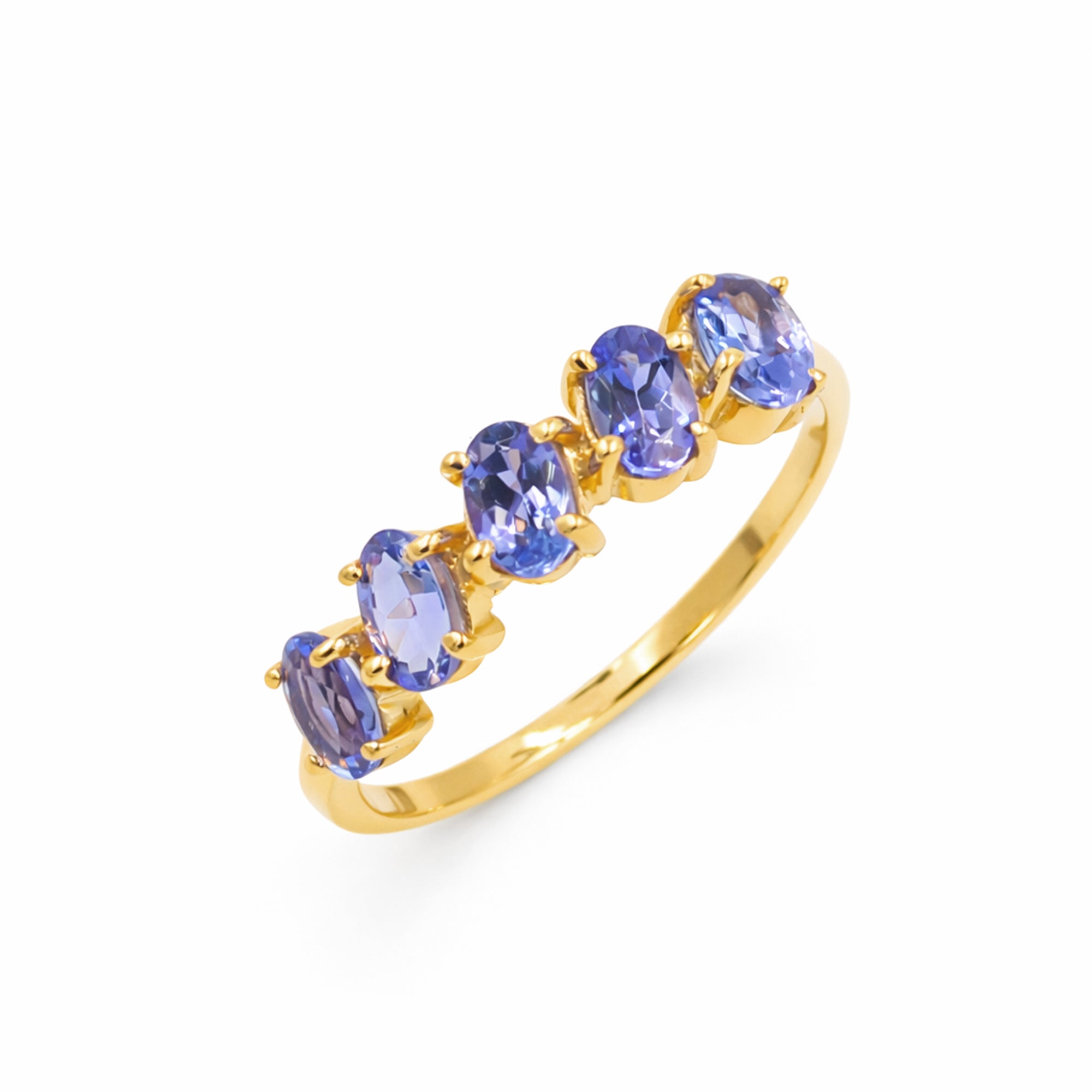 Five Pillars Tanzanite Oval Ring in 925 Silver