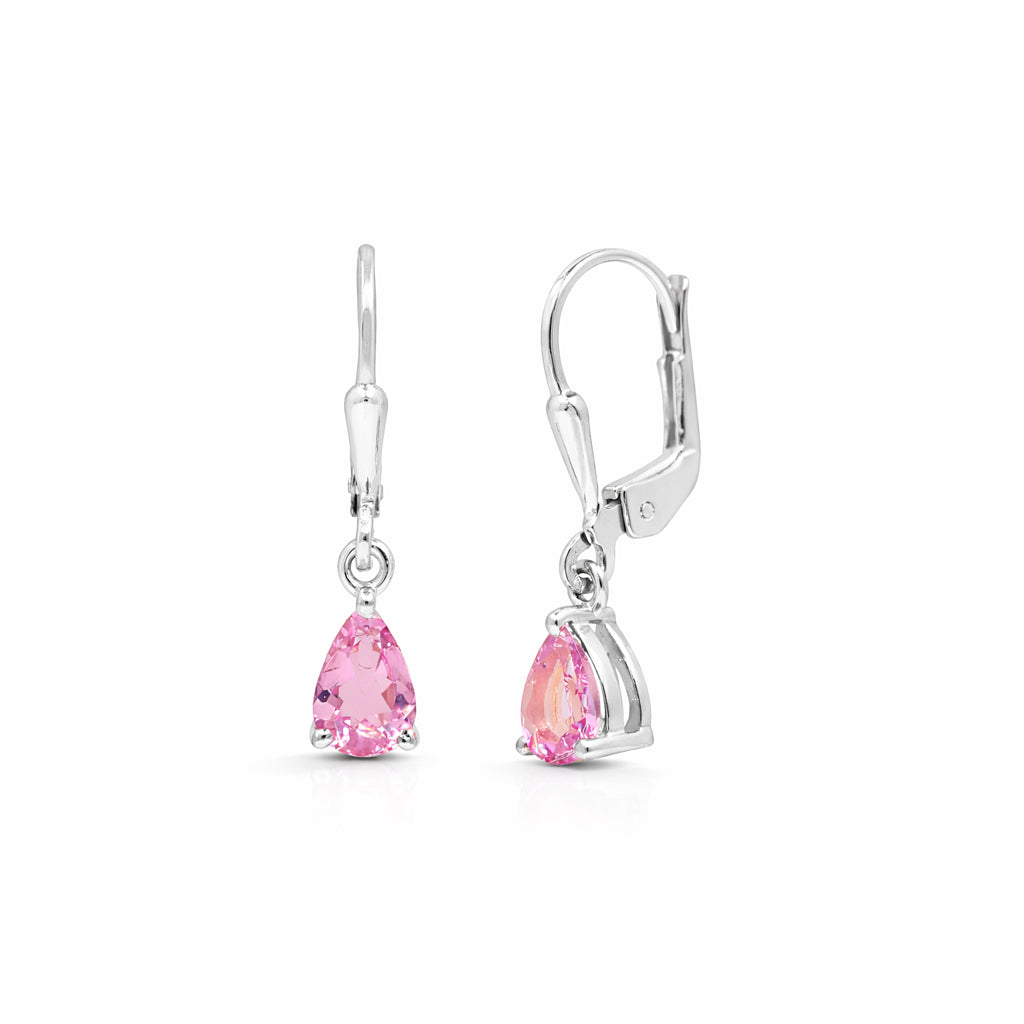 Pear Cut Tourmaline Lever back Earrings in 925 Silver