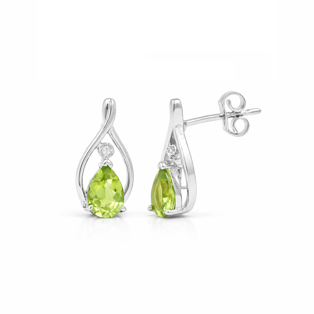 Peridot Pear Shape Designer Stud Earrings in 925 Silver Gold Plated