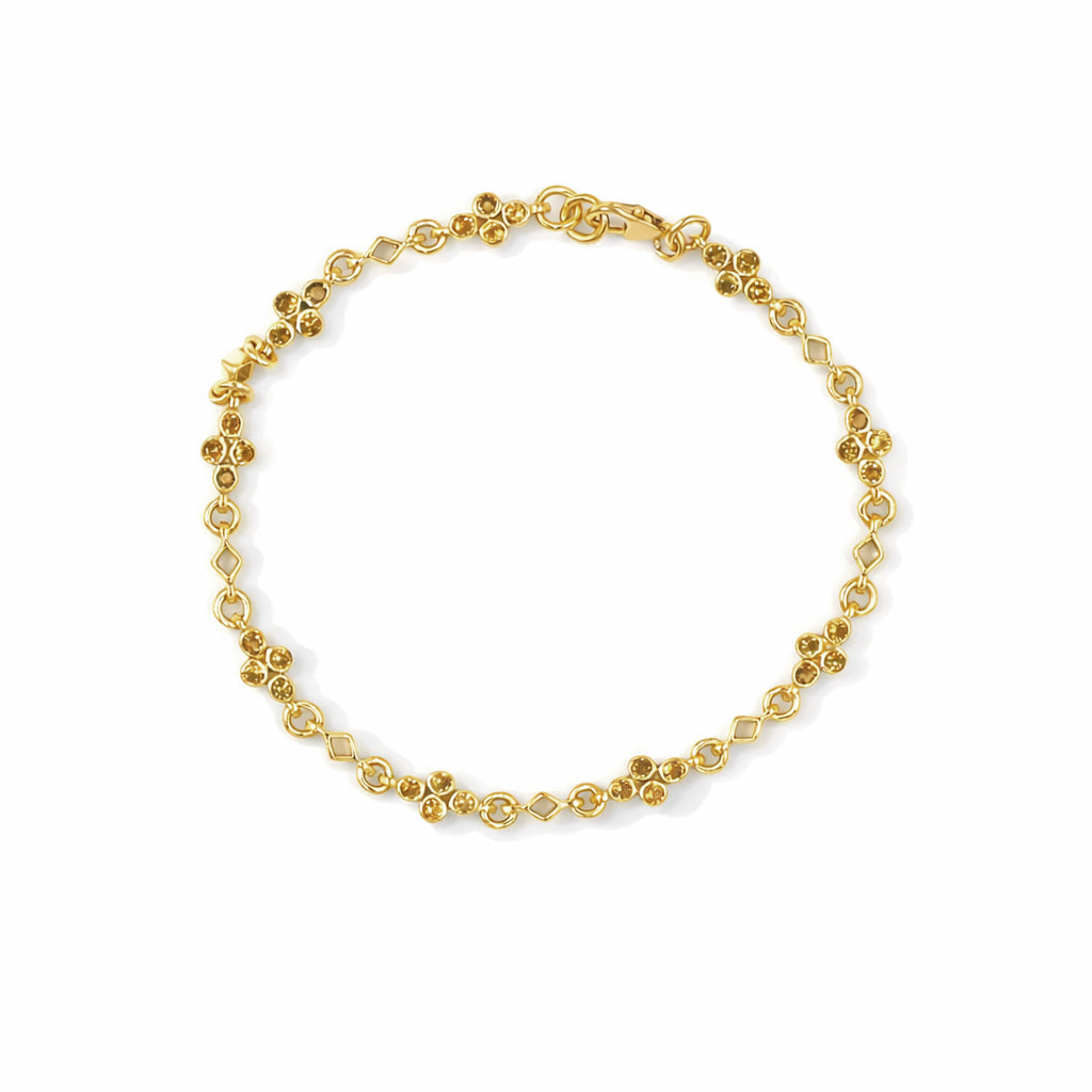 Multi Tourmaline Symmetric Pattern Charm Link Bracelet in 925 Silver