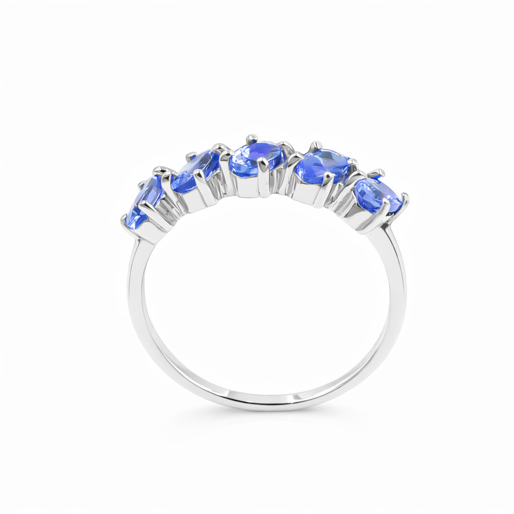 Five Pillars Tanzanite Oval Ring in 925 Silver