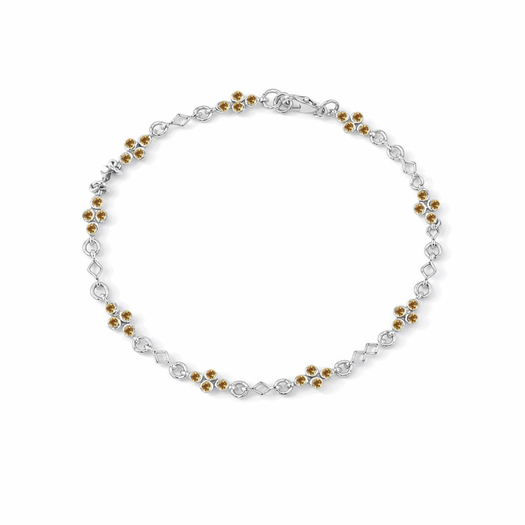 Multi Tourmaline Symmetric Pattern Charm Link Bracelet in 925 Silver