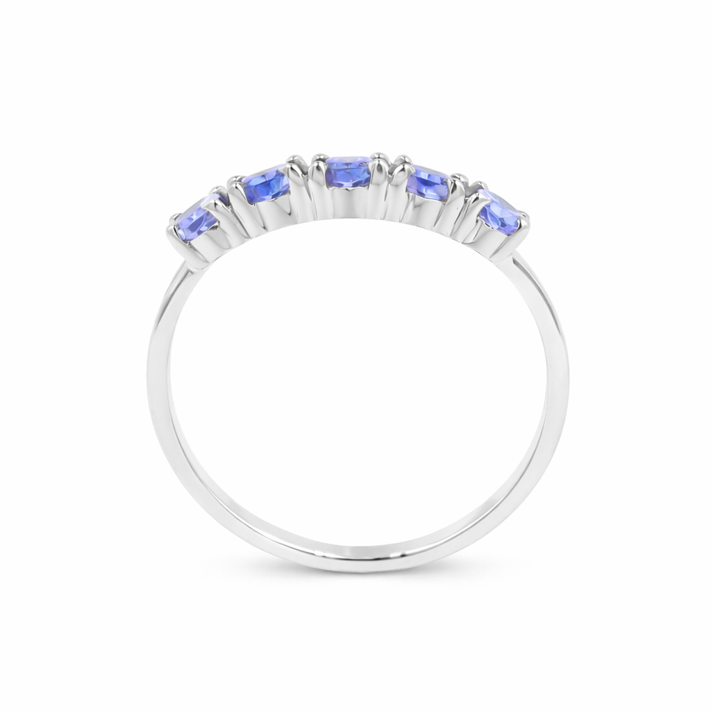 Five Stages Blue Tanzanite Oval Ring in 925 Silver