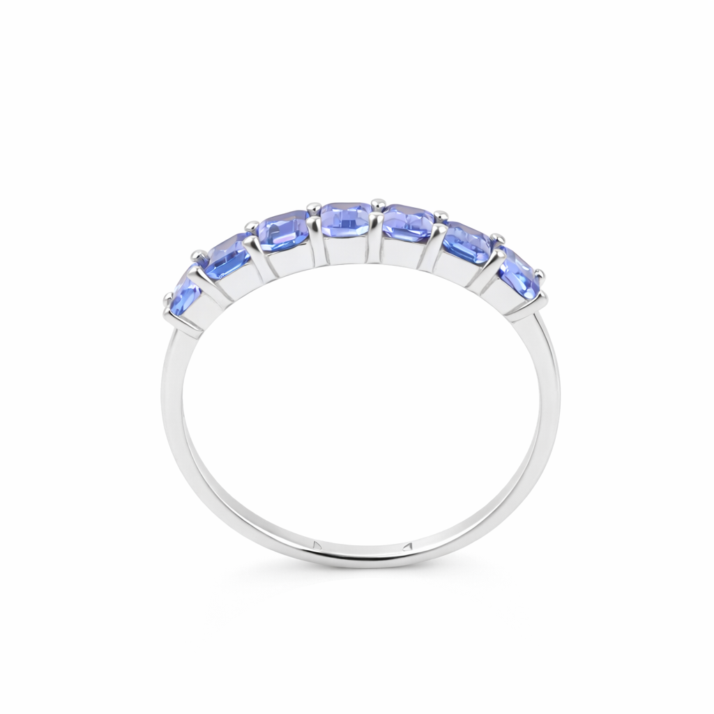 Seven Blue Stone Octagon Tanzanite Band in 925 Silver
