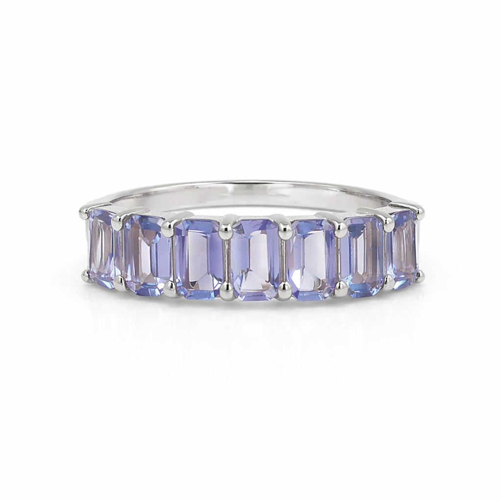 Seven Blue Stone Octagon Tanzanite Band in 925 Silver