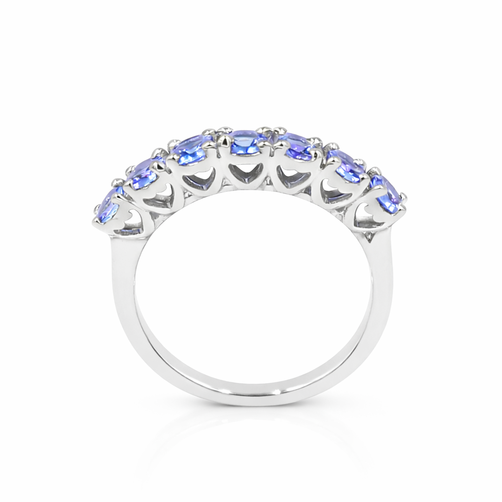 Seven Stages Tanzanite Round Stone Ring in 925 Silver