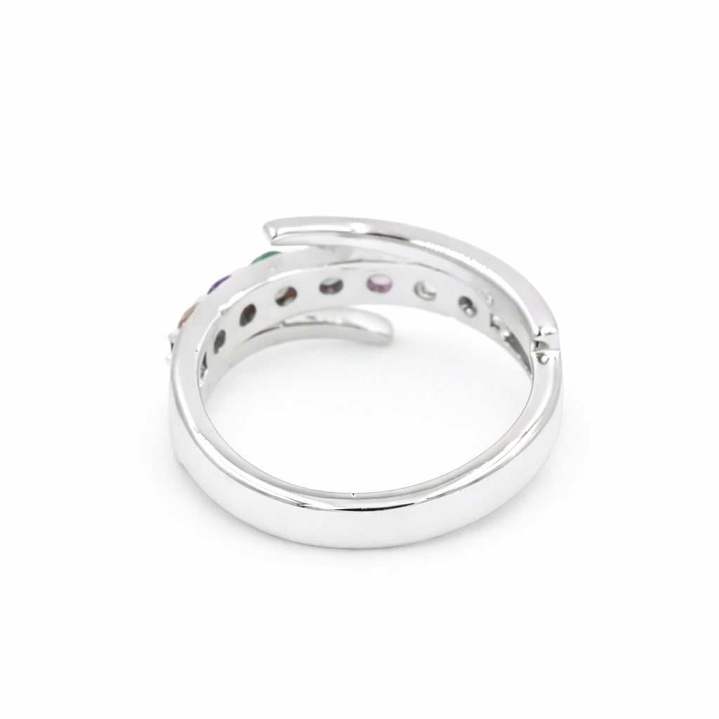 Seven Stone Tourmaline Fancy Band Ring in 925 Silver