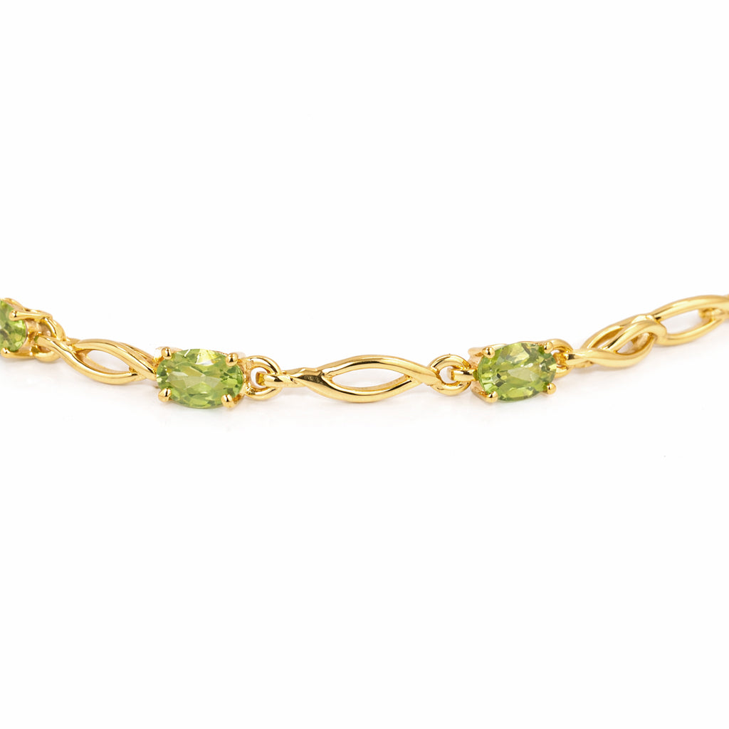 Peridot Oval Stone Charm & Blank Link Bracelet in 925 Silver
