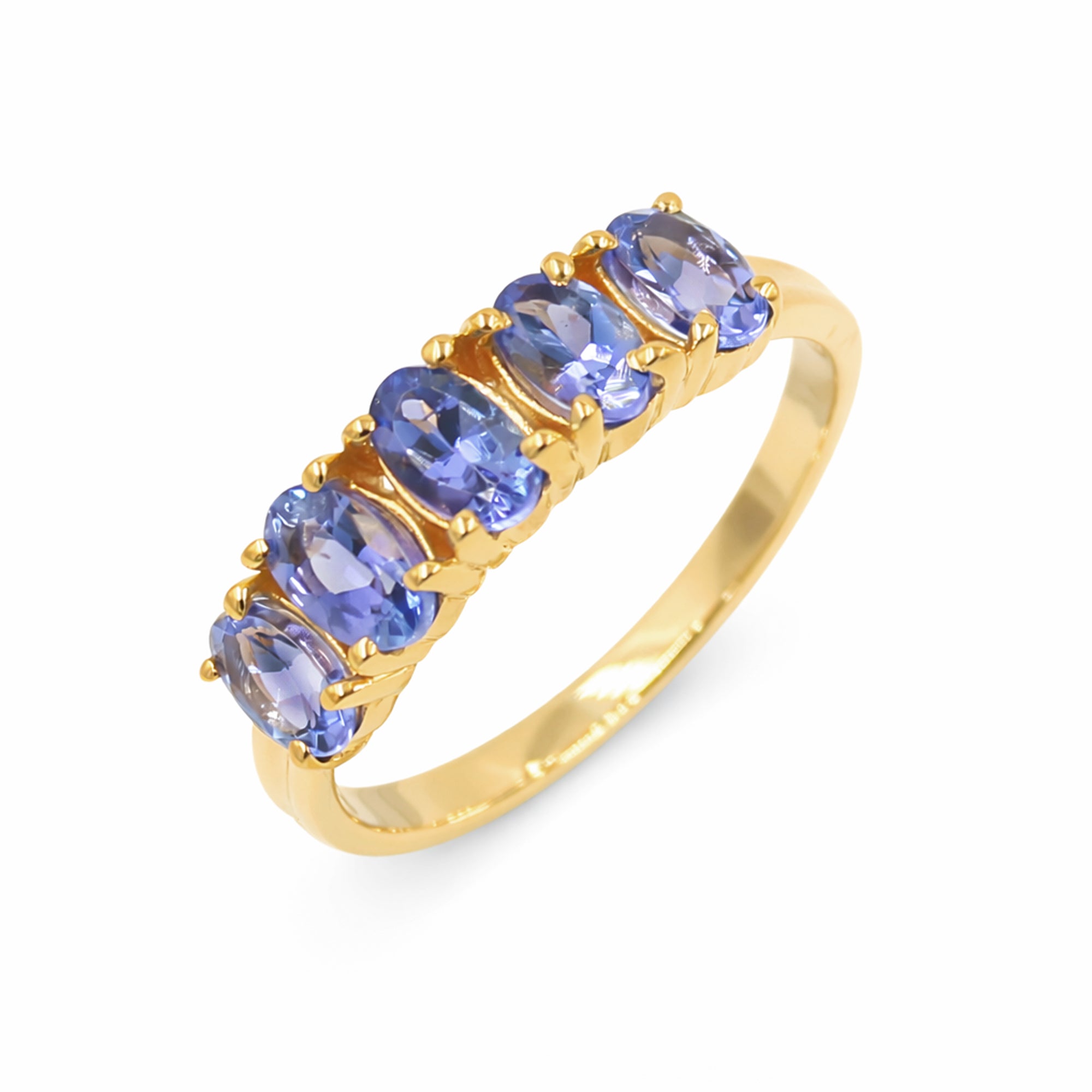 Five Stages Blue Tanzanite Oval Ring in 925 Silver