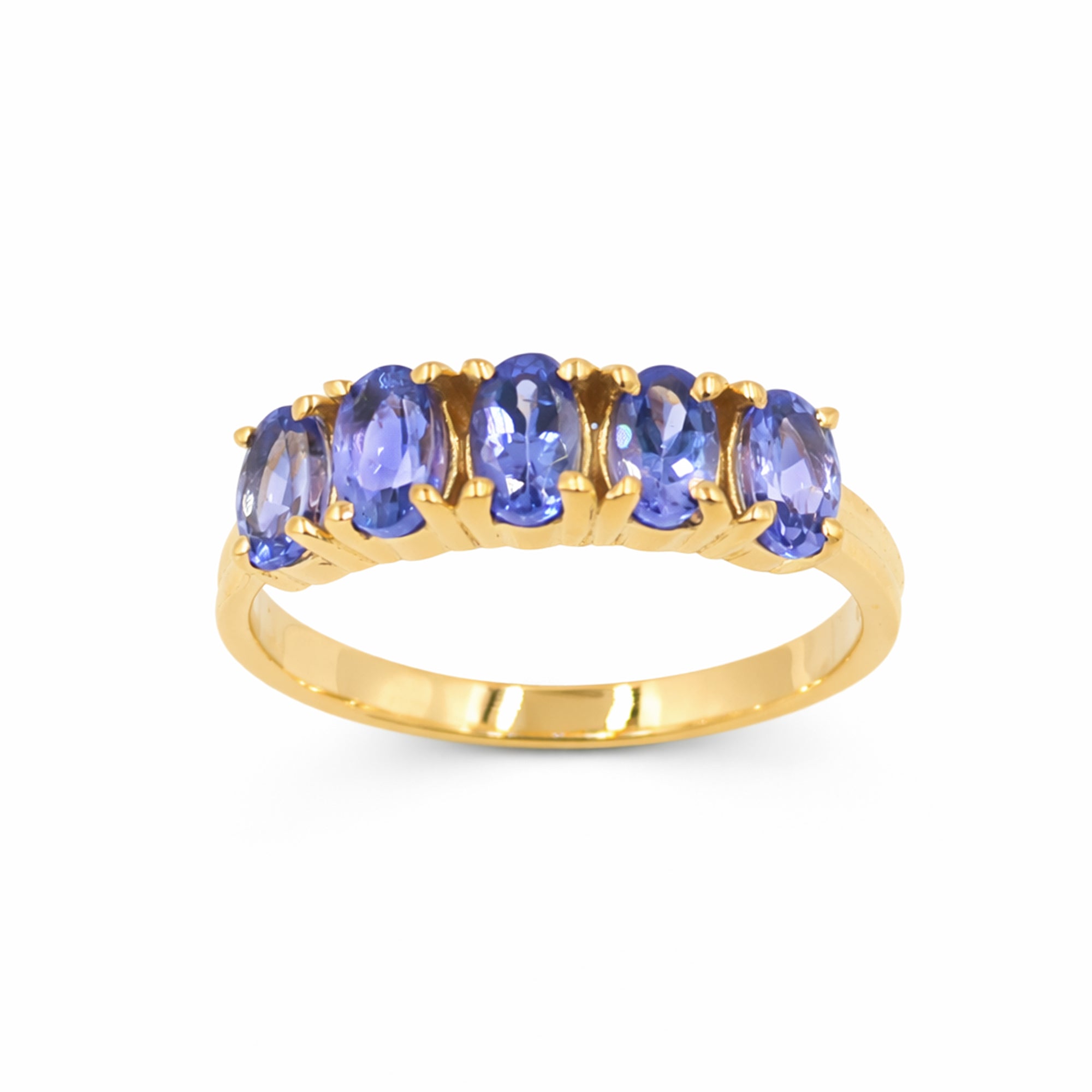 Five Stages Blue Tanzanite Oval Ring in 925 Silver