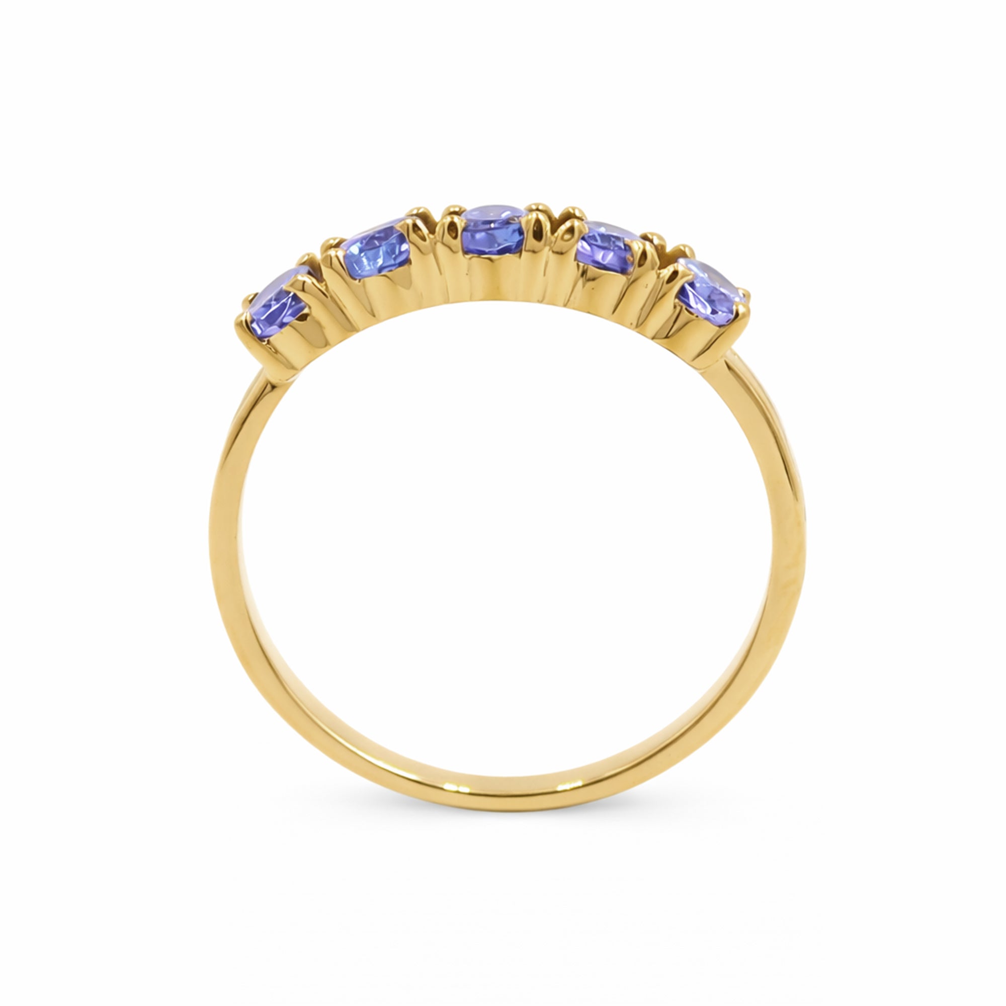 Five Stages Blue Tanzanite Oval Ring in 925 Silver