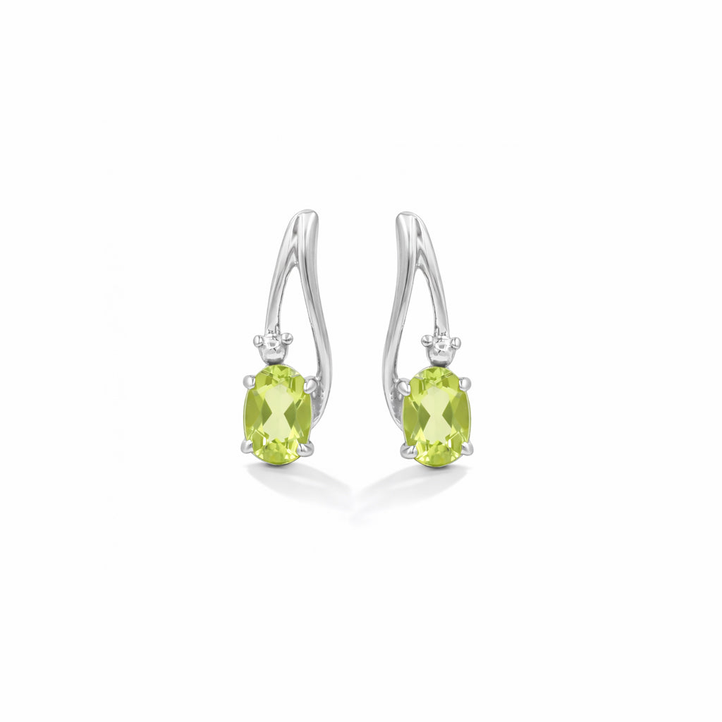 Modern Oval Peridot Designer Stud Earrings in 925 Silver