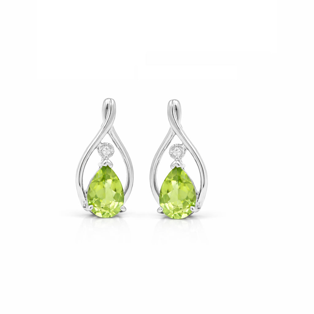 Peridot Pear Shape Designer Stud Earrings in 925 Silver Gold Plated