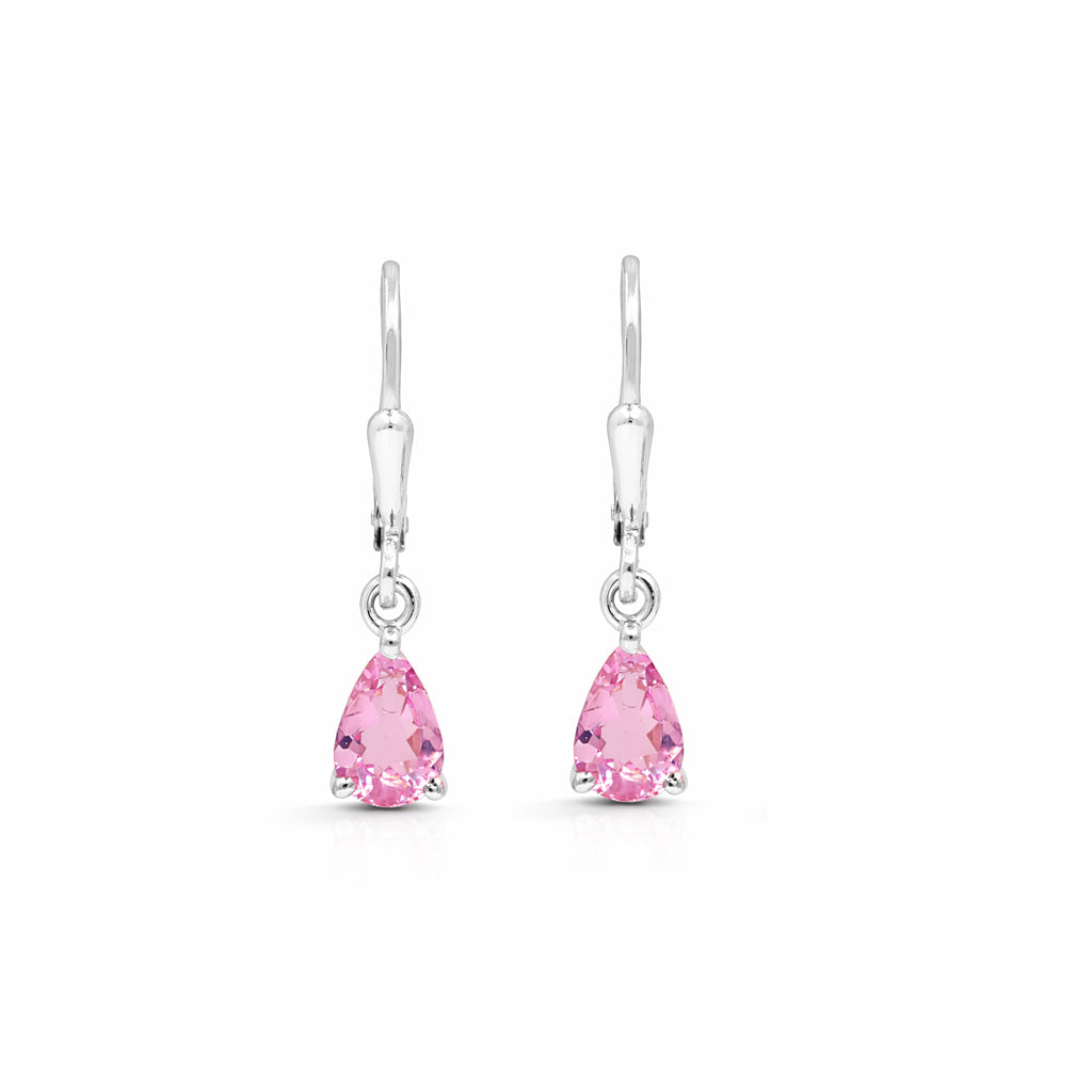 Pear Cut Tourmaline Lever back Earrings in 925 Silver