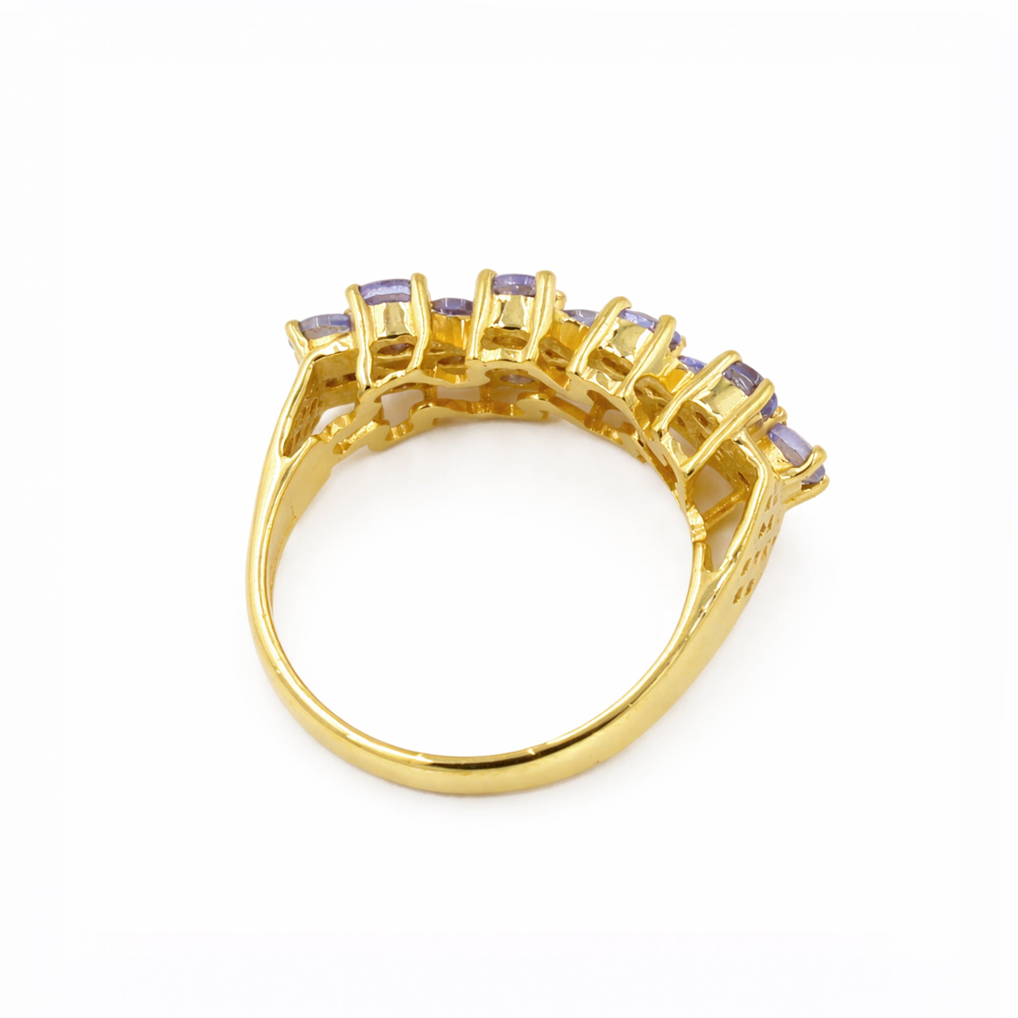 13 Stone Blue Tanzanite Cluster Ring in 925 Silver