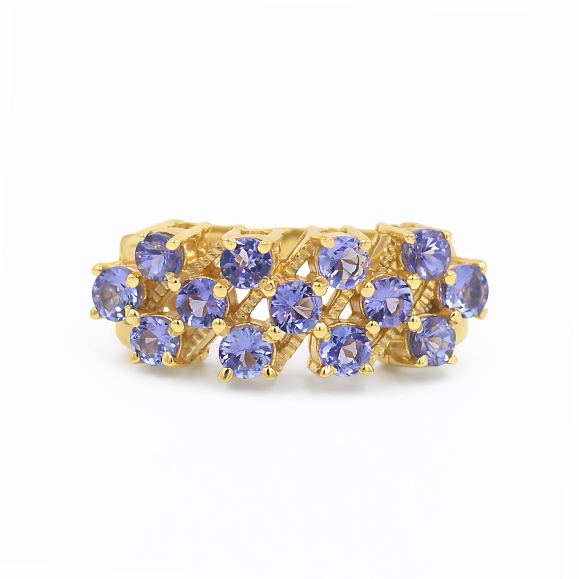 13 Stone Blue Tanzanite Cluster Ring in 925 Silver