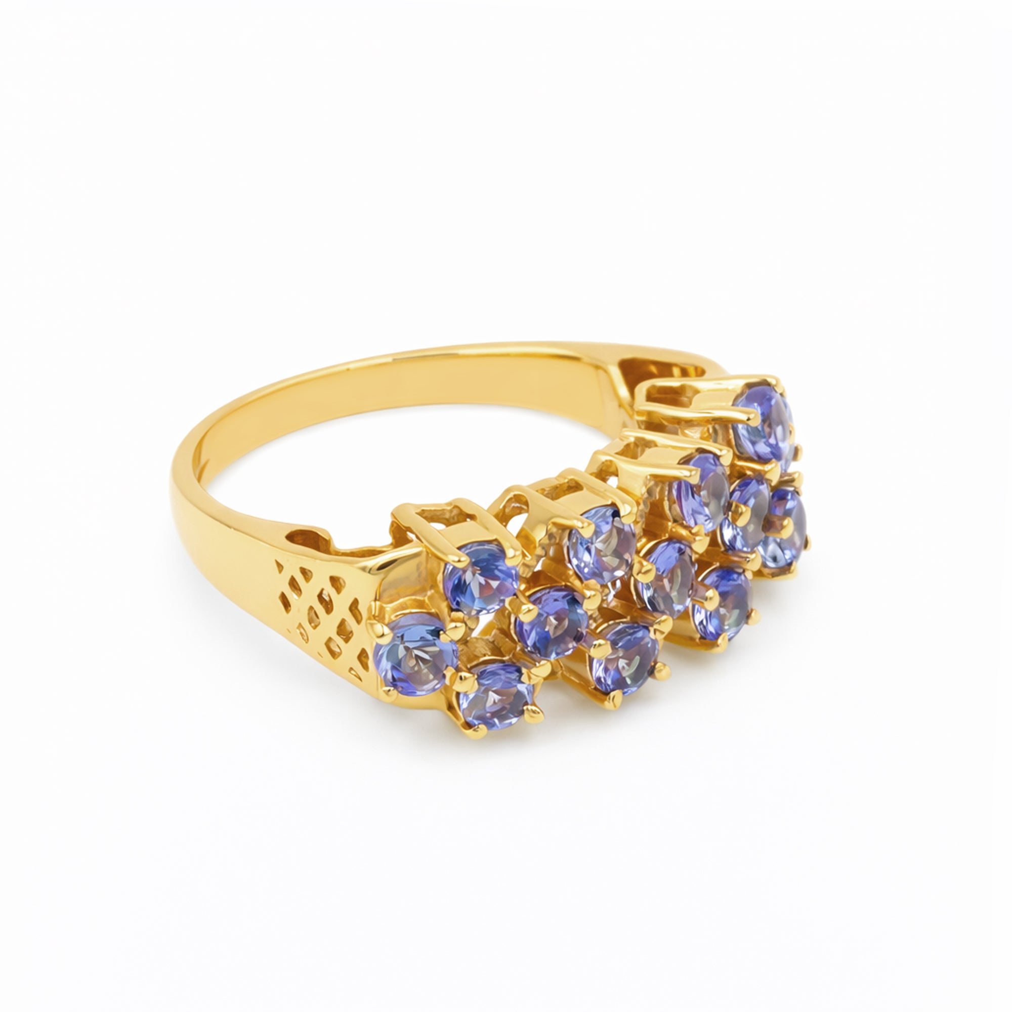 13 Stone Blue Tanzanite Cluster Ring in 925 Silver