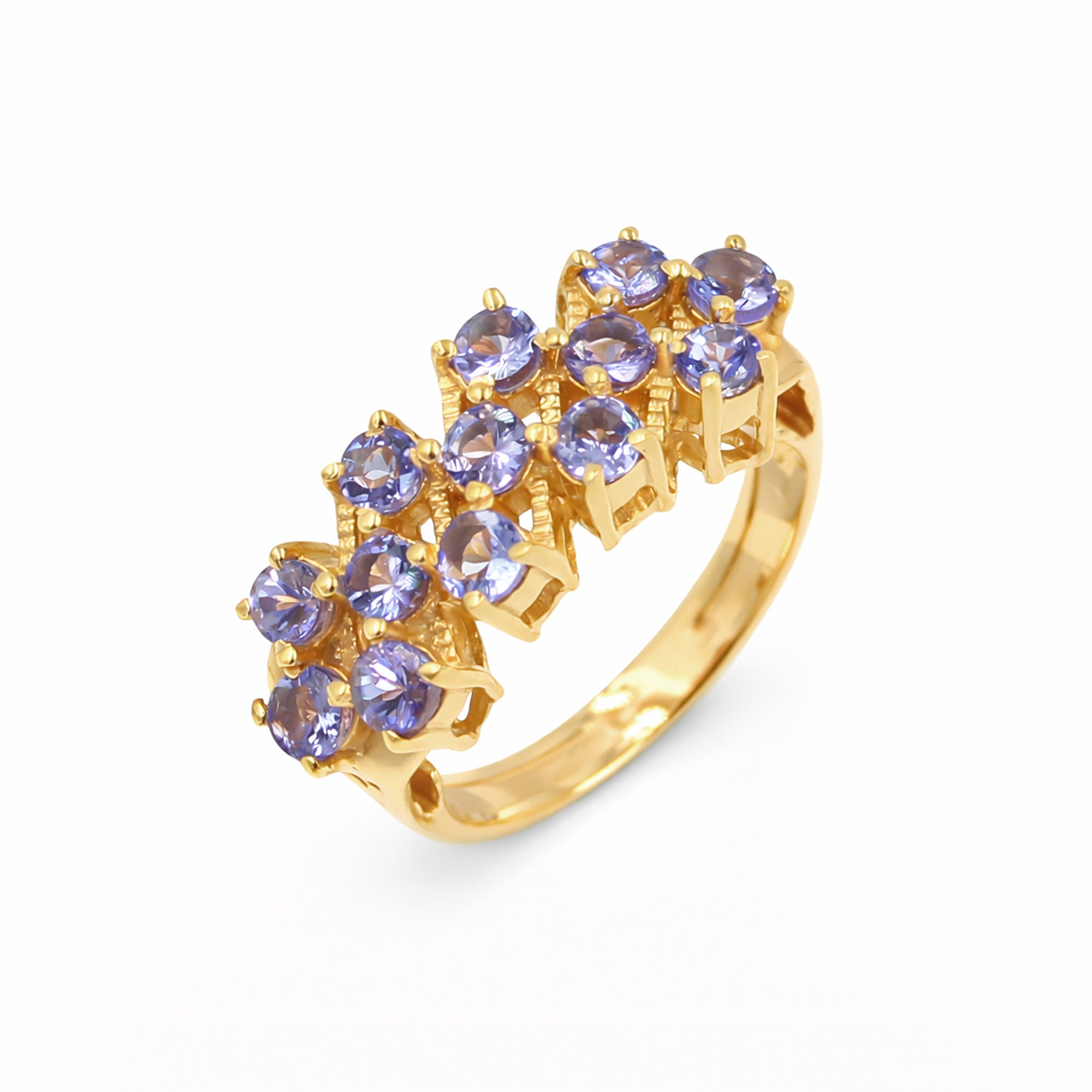 13 Stone Blue Tanzanite Cluster Ring in 925 Silver