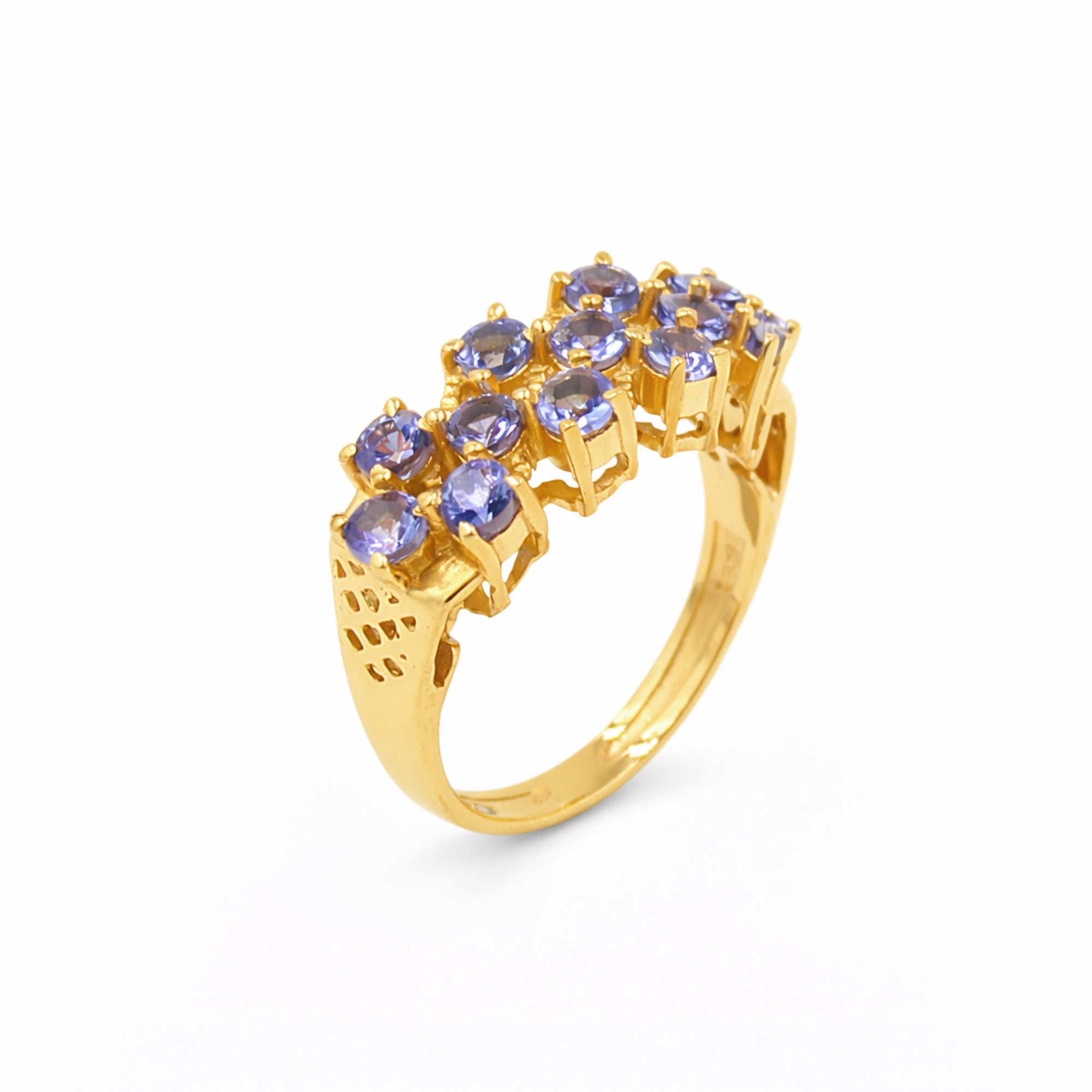 13 Stone Blue Tanzanite Cluster Ring in 925 Silver