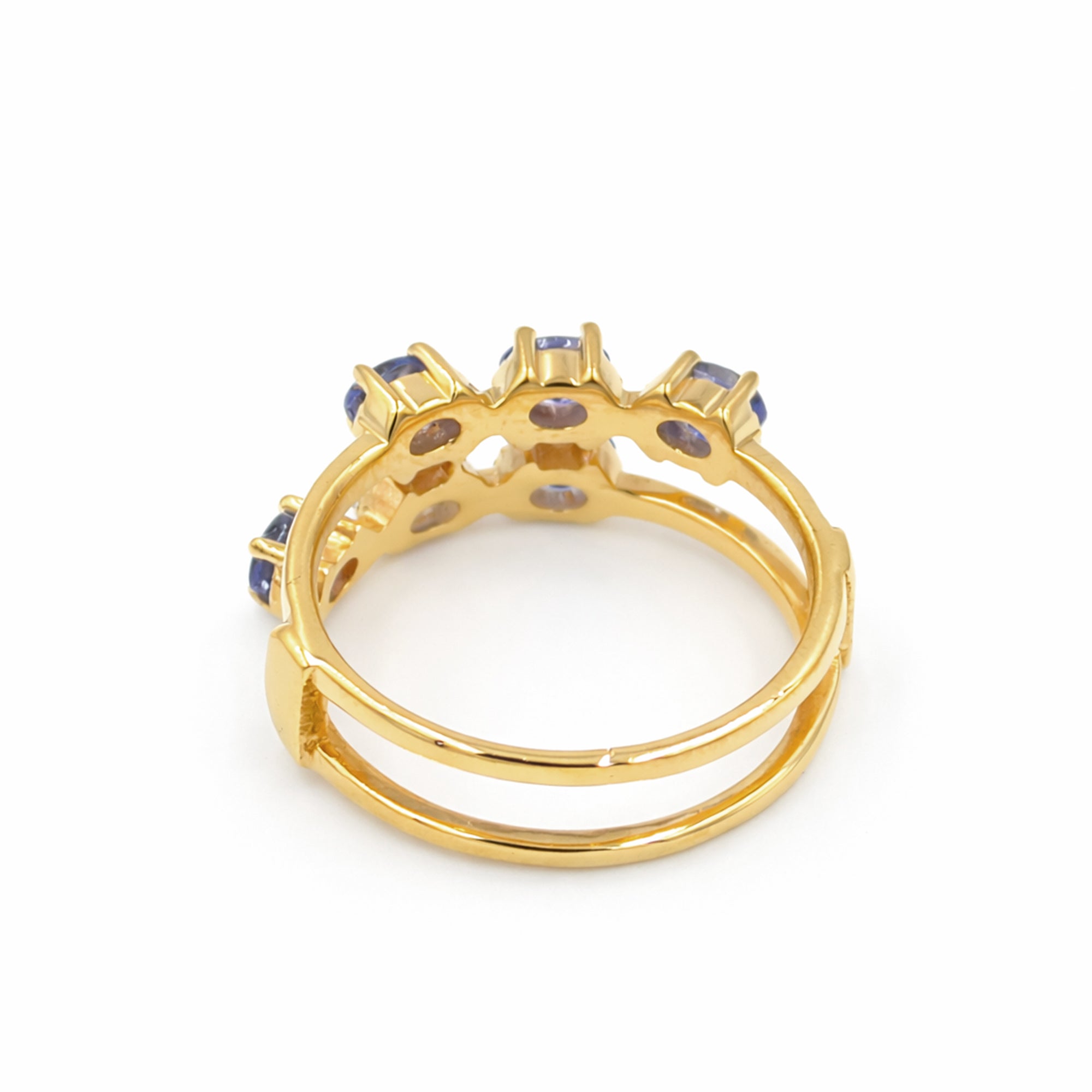 Double Row Six Oval Tanzanite Ring in 925 Silver