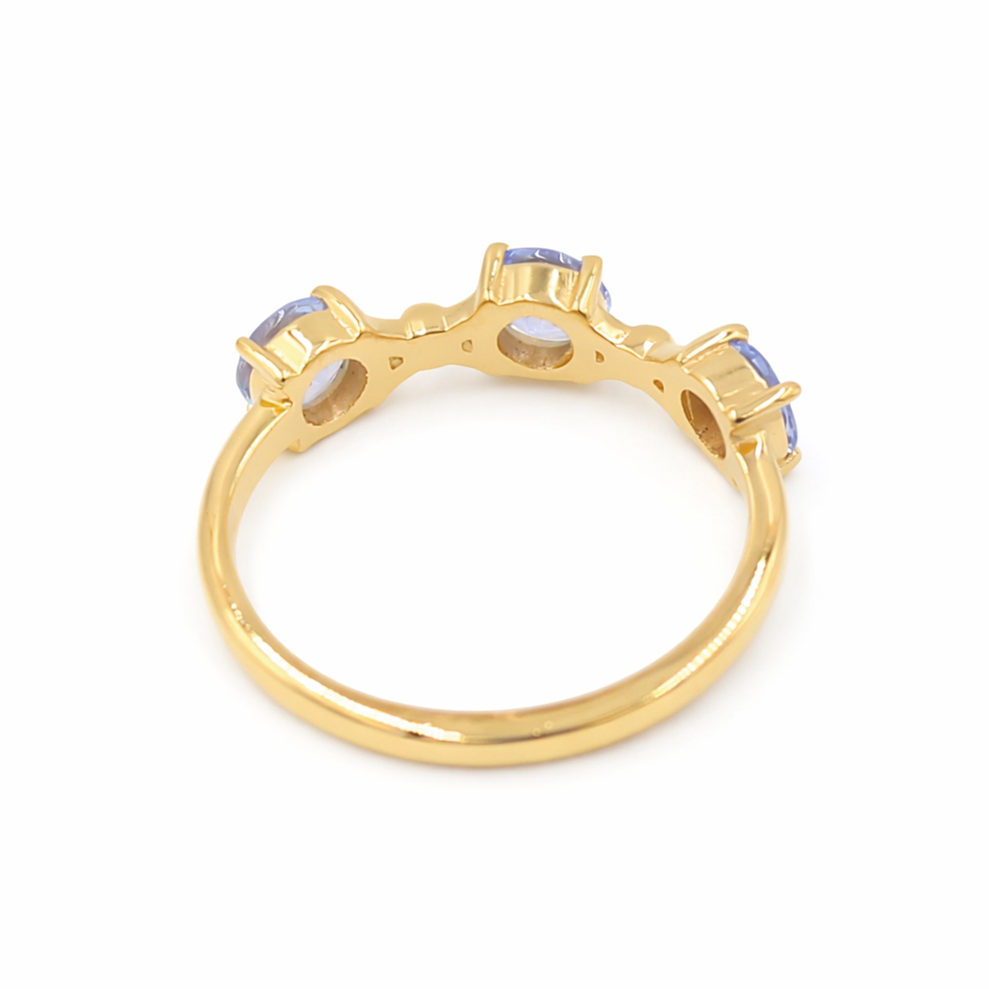 Three Stone Tanzanite Ring in 925 Sterling Silver Past Present Future Designer Ring