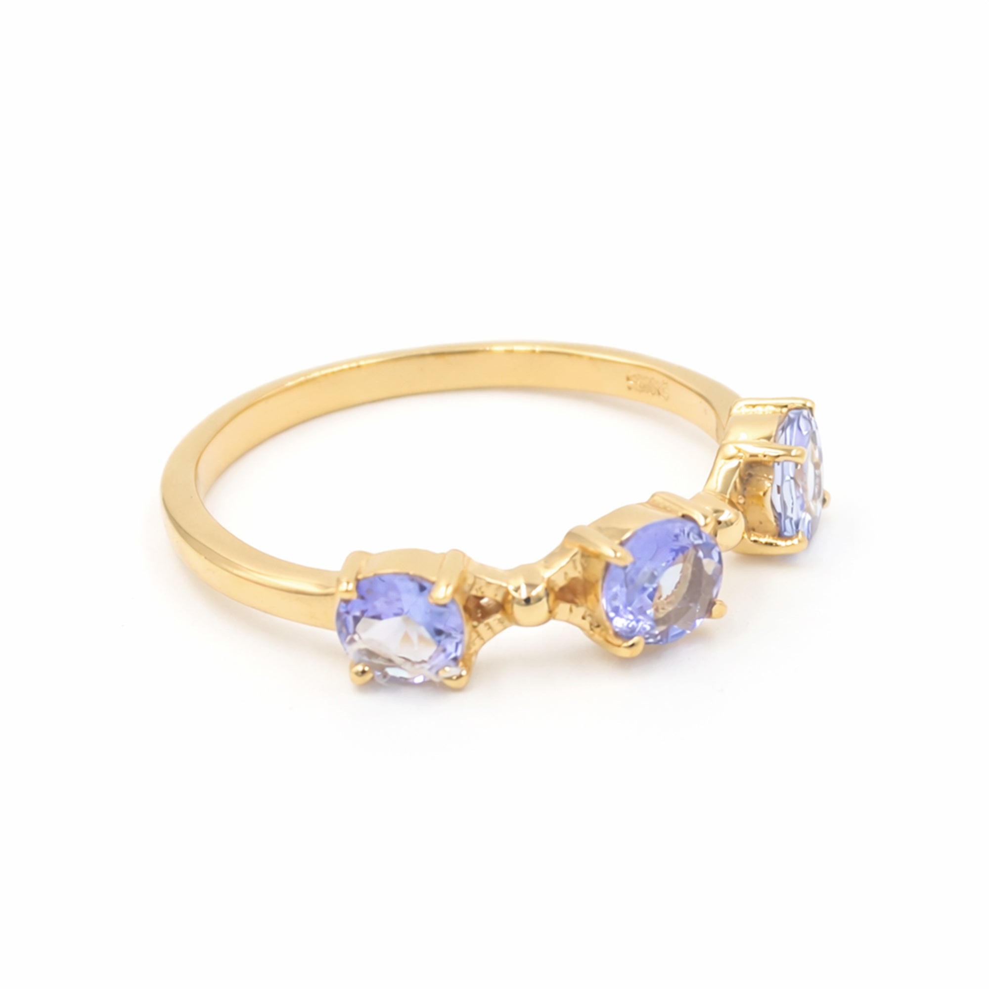 Three Stone Tanzanite Ring in 925 Sterling Silver Past Present Future Designer Ring
