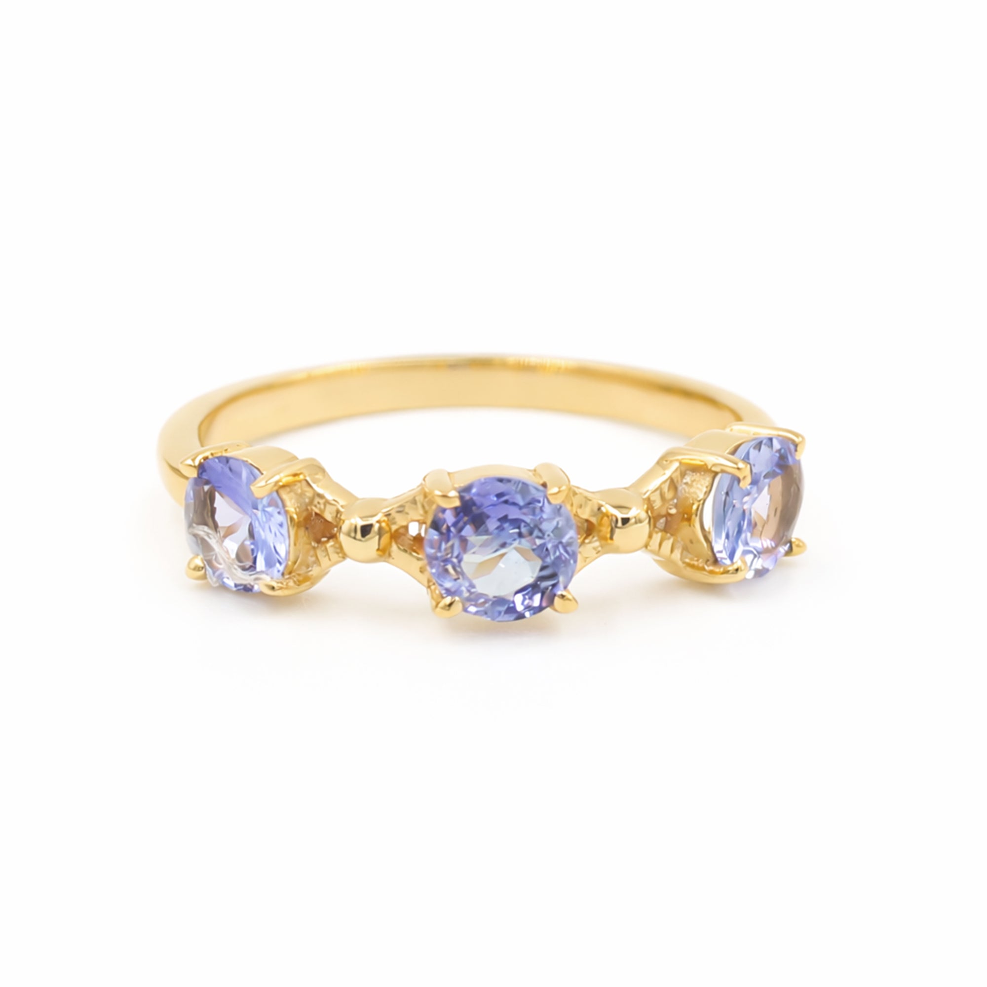 Three Stone Tanzanite Ring in 925 Sterling Silver Past Present Future Designer Ring