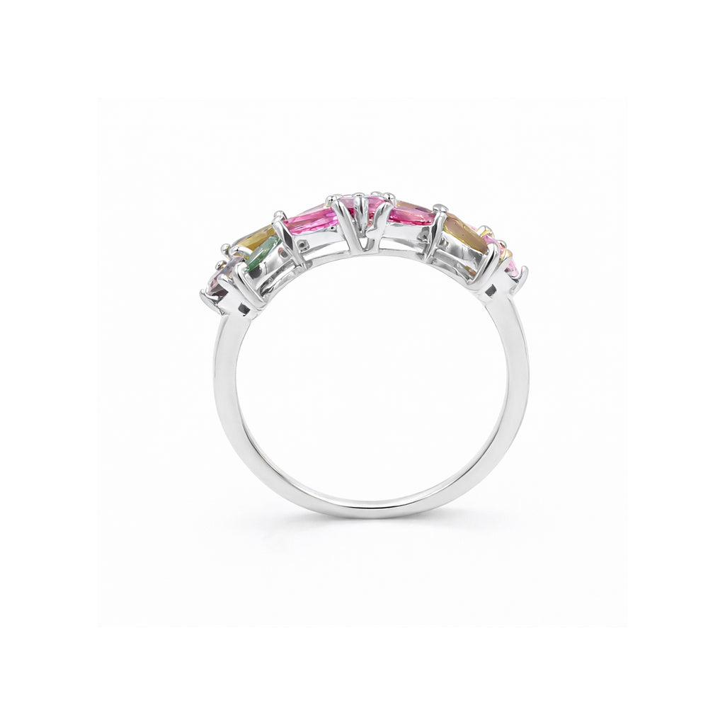 Multi Tourmaline Vintage Marquise Ring in 925 Sterling Silver